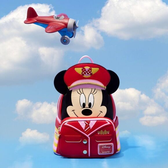 Loungefly Disney Minnie Mouse Pilot Cosplay Mini Backpack, Wallet… - Picture 2 of 8